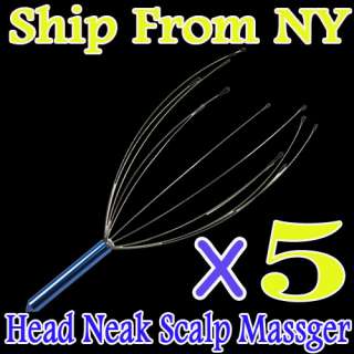 New 5 Pcs Blue Head Neck Scalp Massager Equipment Stress Relax  