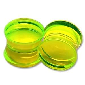 Green Acrylic Plain Double Flared UV Ear Gauges Plugs ~ 1/2 ~ 12mm 