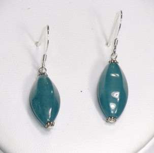 BEAUTIFUL HANDCRAFTED 925 STERLING BLUE ANGELITE NECKLACE AND EARRINGS 