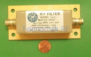 RF FM band notch band reject filter, 88   108 MHz, data  