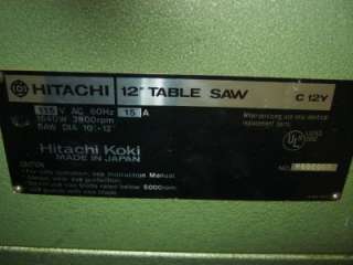 Hitachi / Koki C 12Y 12 Miter / Table Saw w/ Adjustable Blade & Heavy 