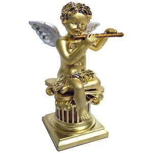  Angel Playing Flute Bejeweled Trinket Box 