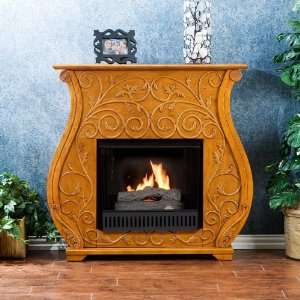  Valencia Gel Fuel Fireplace Carved Design Plantation Oak 