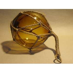  5 Amber Glass Fishing Float ~ Fish Net Buoy Decor Luau 