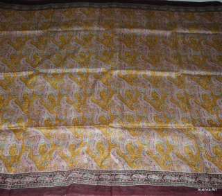100% Pure Silk Indian Vintage Printed Pre Owned Sari Saree  