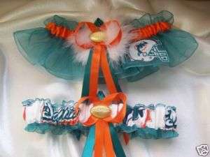 Wedding Garter Set ~Handcrafted~~ MIAMI DOLPHINS ~~  