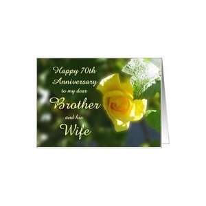 com Happy 70th Anniversary Brother and his Wife   Yellow Rose Flowers 