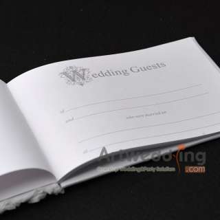 Ivory Rhinestone Wedding Guest Book & Pen, Ring Pillow (QDB11031)