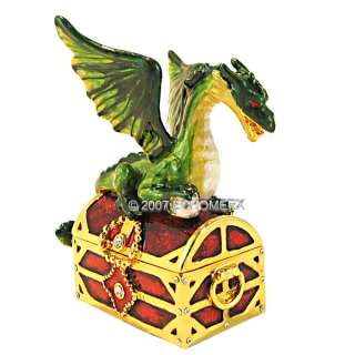 Fantasy Dragon Red Treasure Trinket Box Bejeweled NEW  