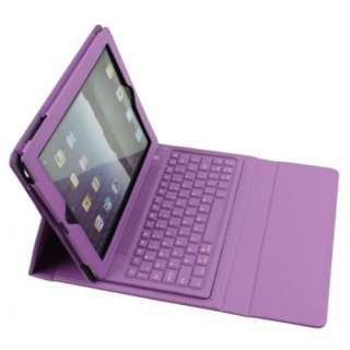 Wireless Bluetooth Keyboard Exquisite Stand Case for iPad 2   Purple