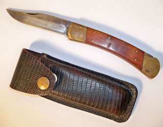 KA BAR Wood Handle Folding Knife w/ Case  