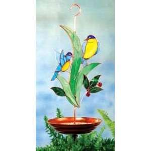   Gallery Art Songbirds Stained Glass Bird Feeder Patio, Lawn & Garden