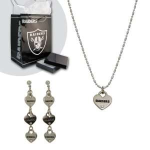  Pro Specialties Oakland Raiders Heart Charm Necklace and 