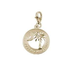   Crescent Moon Charm with Lobster Clasp, Gold Plated Silver Jewelry
