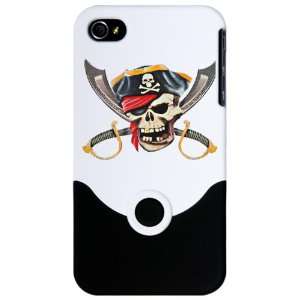   or 4S Slider Case White Pirate Skull with Bandana Eyepatch Gold Tooth