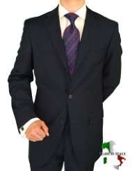 Giorgio Mens Suit Made in Italy 3 Button Jacket Merino Wool Navy