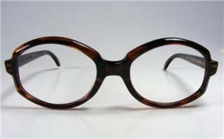   VTG MAHOGONY TORTOISE THICK PLASTIC WOMENS EYEGLASS FRAME NOS  