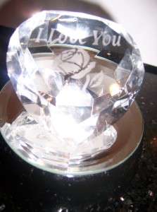 GLASS CRYSTAL GLASS HEART STAND LED LIGHT HOME OFFICE  