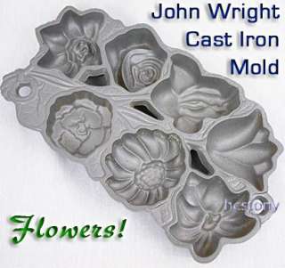 JOHN WRIGHT 1991 Cast Iron FLOWER Bakng~Muffin Mold~NEW  