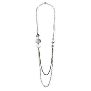  G by GUESS Flower and Shell Charm Necklace, SILVER 