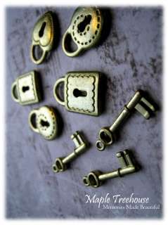 Charms  Vintage Lockets Metal Embellishments (8pcs) Scrapbooking 