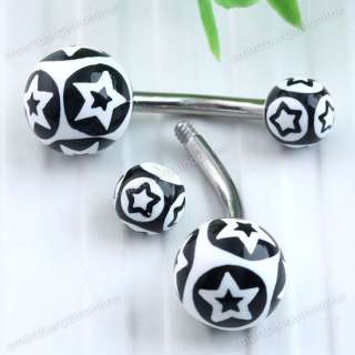   Black Star Ball Belly Navel Ring Stainless Steel Body Jewelry Piercing