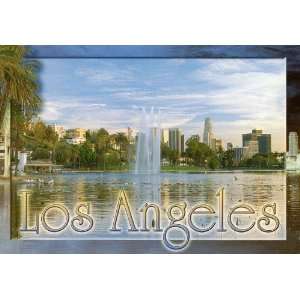  LOS ANGELES T 438 POSTCARD, THE SKYLINE OVER ECHO PARK 