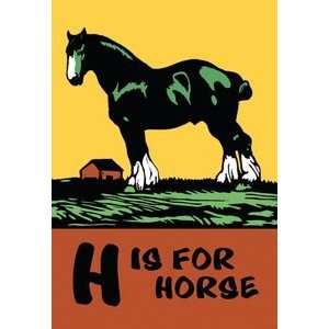  H is for Horse   12x18 Framed Print in Gold Frame (17x23 