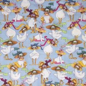 44 Wide Fabric Mitzy the Duck with Hats and Ribbon Fabric By the 