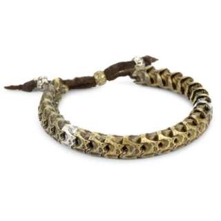 Cohen Handmade Designs Brass Snake Vertebrae Beads On Leather Band 