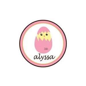  Peek A Boo Chick Pink Personalized Easter Plate Baby