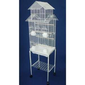   4814 Pagoda Top Small Bird Cage with Stand Color White