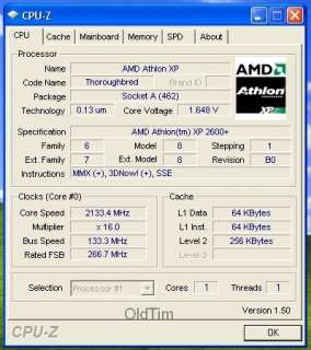 AMD ATHLON XP 2600+ AXDA2600DKV3C 2.13GHz 266 MHz FSB SOCKET 462 CPU 