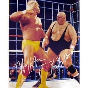  Hulk Hogan and King Kong Bundy   Steel Cage   Autographed 