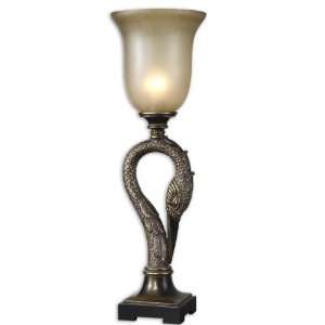   Gold Heron Frosted Glass Hurricane Buffet Table Lamp