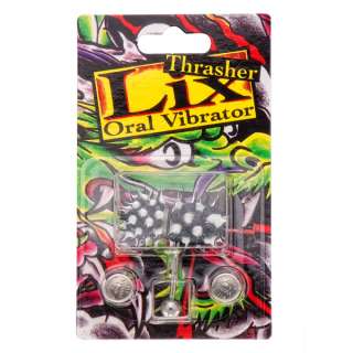 Thrasher White Black Koosh Micro Vibrating Tongue Ring Barbell 