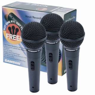 Set of 3 Samson R11 Dynamic Microphones Vocal Mics 809164000860  