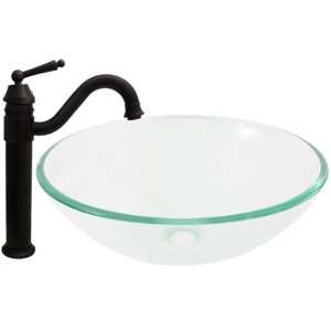   Crystal Clear Bathroom Glass Vessel Sink and ORB Bathroom Faucet Combo