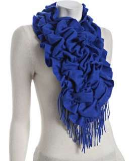 Sayami blue cashmere fringe squiggle scarf  
