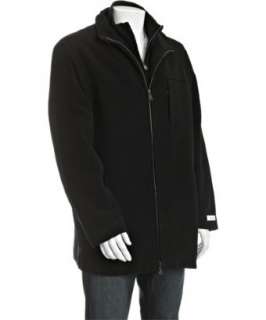 Calvin Klein black wool dual zip placket coat  