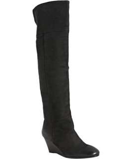 black suede Kadeer buckle front wedge ankle boots