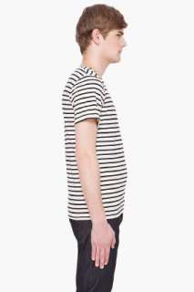 Shades Of Grey By Micah Cohen Cream Striped T shirt for men  