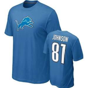  Calvin Johnson #81 Blue Nike Detroit Lions Name & Number T 