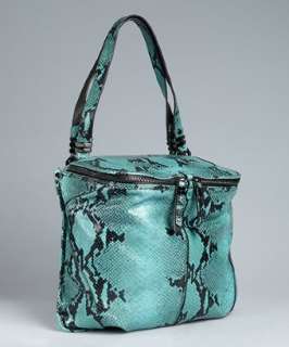 orYANY turquoise python print leather Zahara shoulder bag   