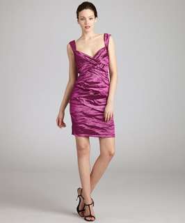 Nicole Miller magenta metallic sleeveless seamed tier dress