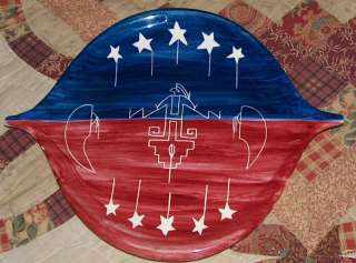 Handmade Ute Indian Signed Red White & Blue Plate  