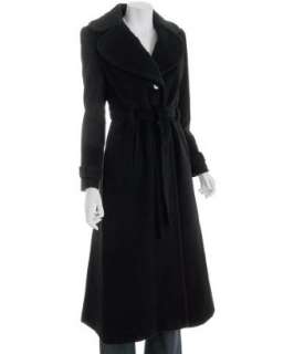 Hilary Radley black angora wool belted long coat   