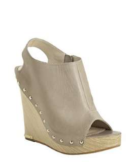 Jean Michel Cazabat taupe leather Wanda wedge sandals   up 