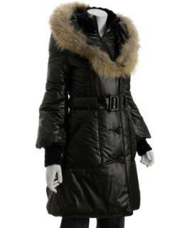 Mackage black belted Ivy fur trim hooded coat   