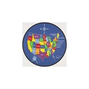  Learning Carpets US MAP Round Cut Pile Rug